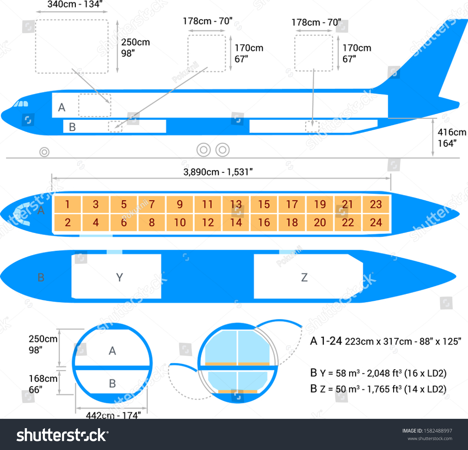 Airplane Scheme Cargo Aircraft Guide Stock Vector (Royalty Free) 1582488997