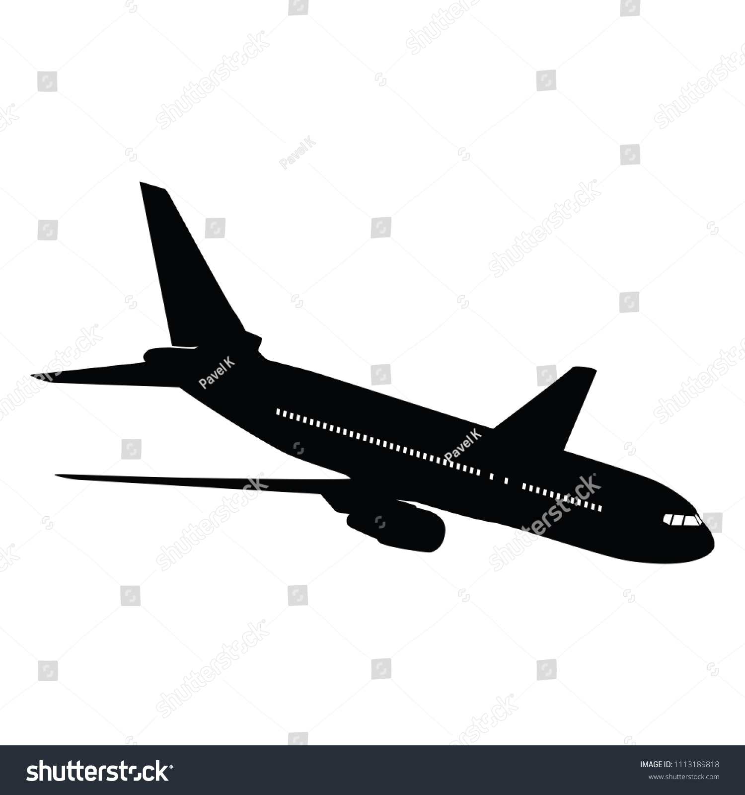 SVG of Airplane silhouette on white background. Vector illustration. svg