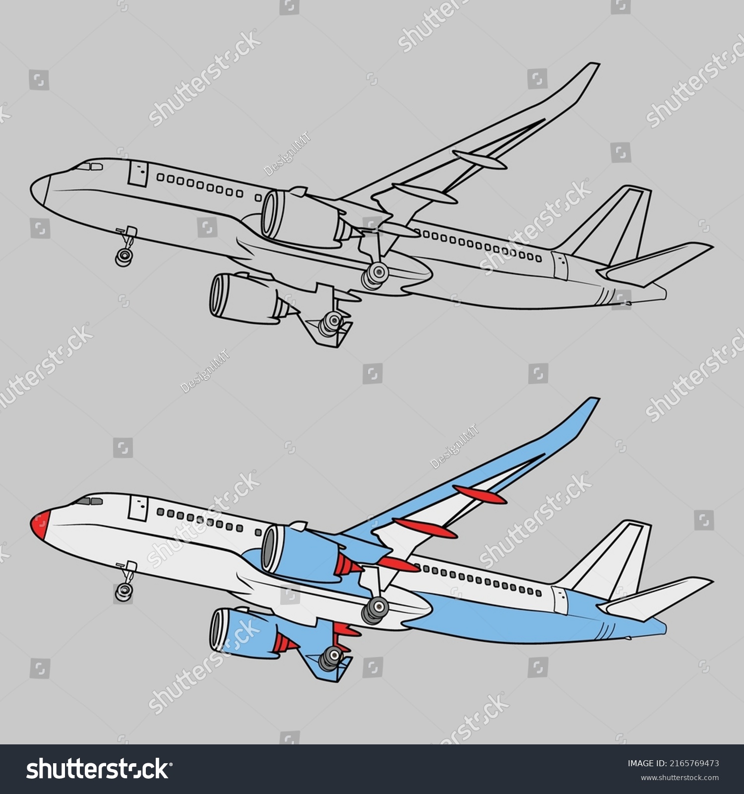 Airplane Vector Art Outline Vector Icons Stock Vector (royalty Free 