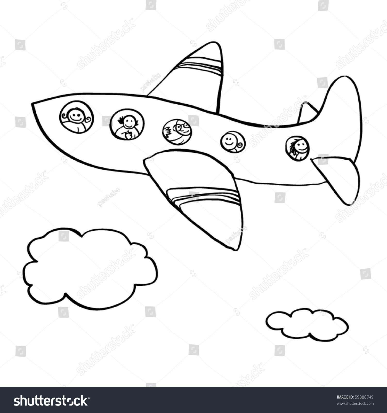 Airplane Passengers Cute Doodle About Travel Stock Vector (Royalty Free ...