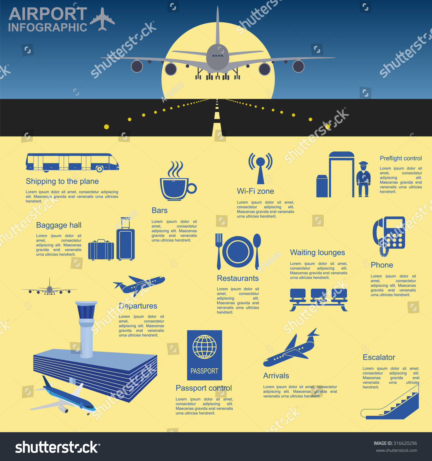 Airport Air Travel Infographic Design Elements Stock Vector 316620296 Shutterstock Travel Infographic Template