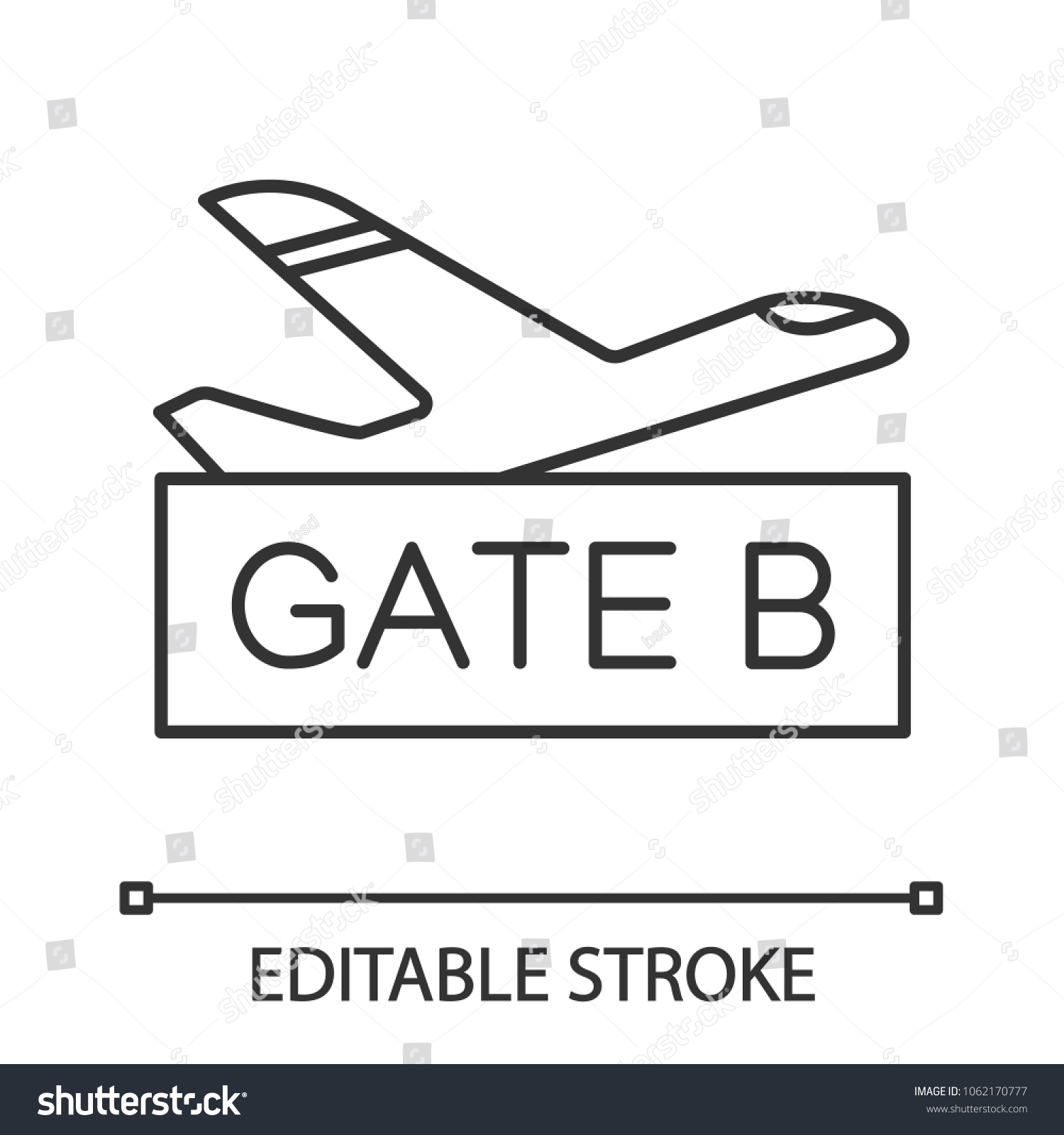 Airport Gate Linear Icon Thin Line Stock Vector (Royalty Free) 1062170777