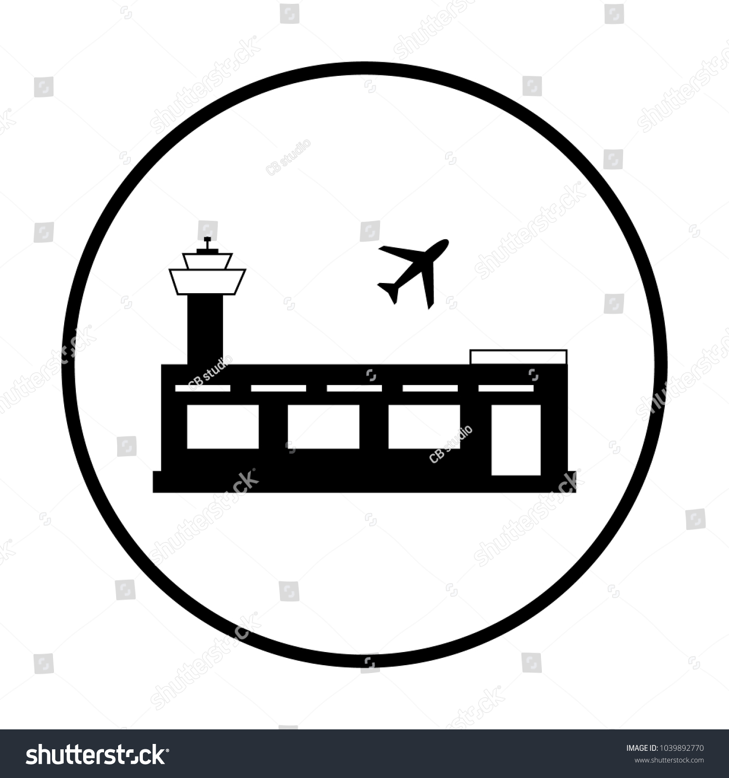 Airport Icon Circle Stock Vector (Royalty Free) 1039892770