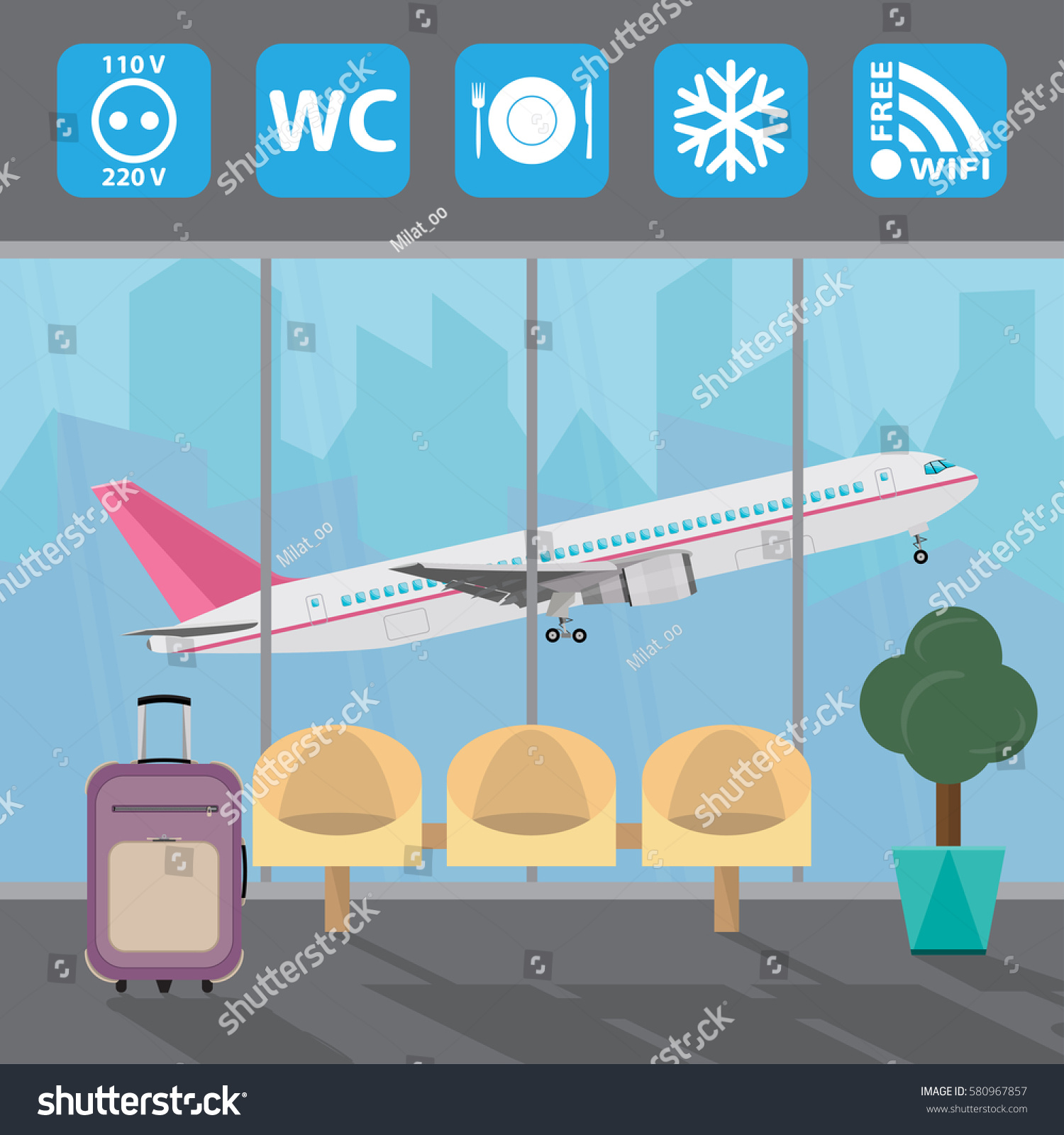 Airport Infographic Elements Templates Vector Flat Stock Vector ...