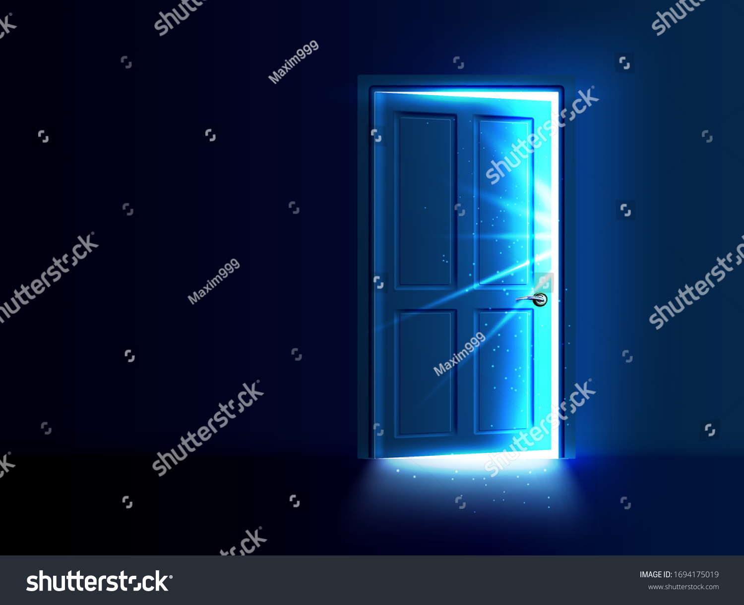 Ajar Door Light Rays Coming Out Stock Vector (Royalty Free) 1694175019