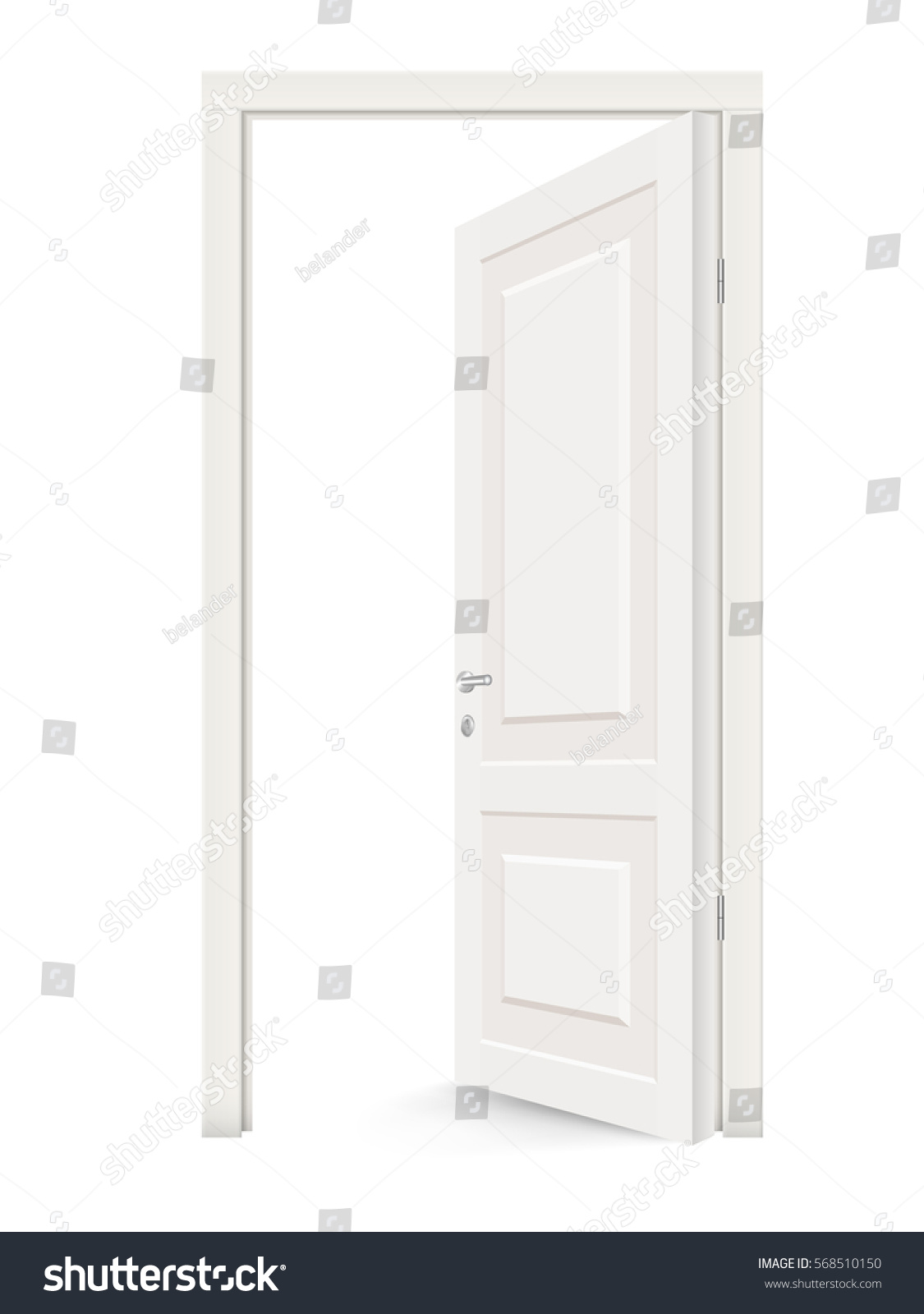 Ajar White Door Isolated Realistic Vector Stock Vector (Royalty Free ...