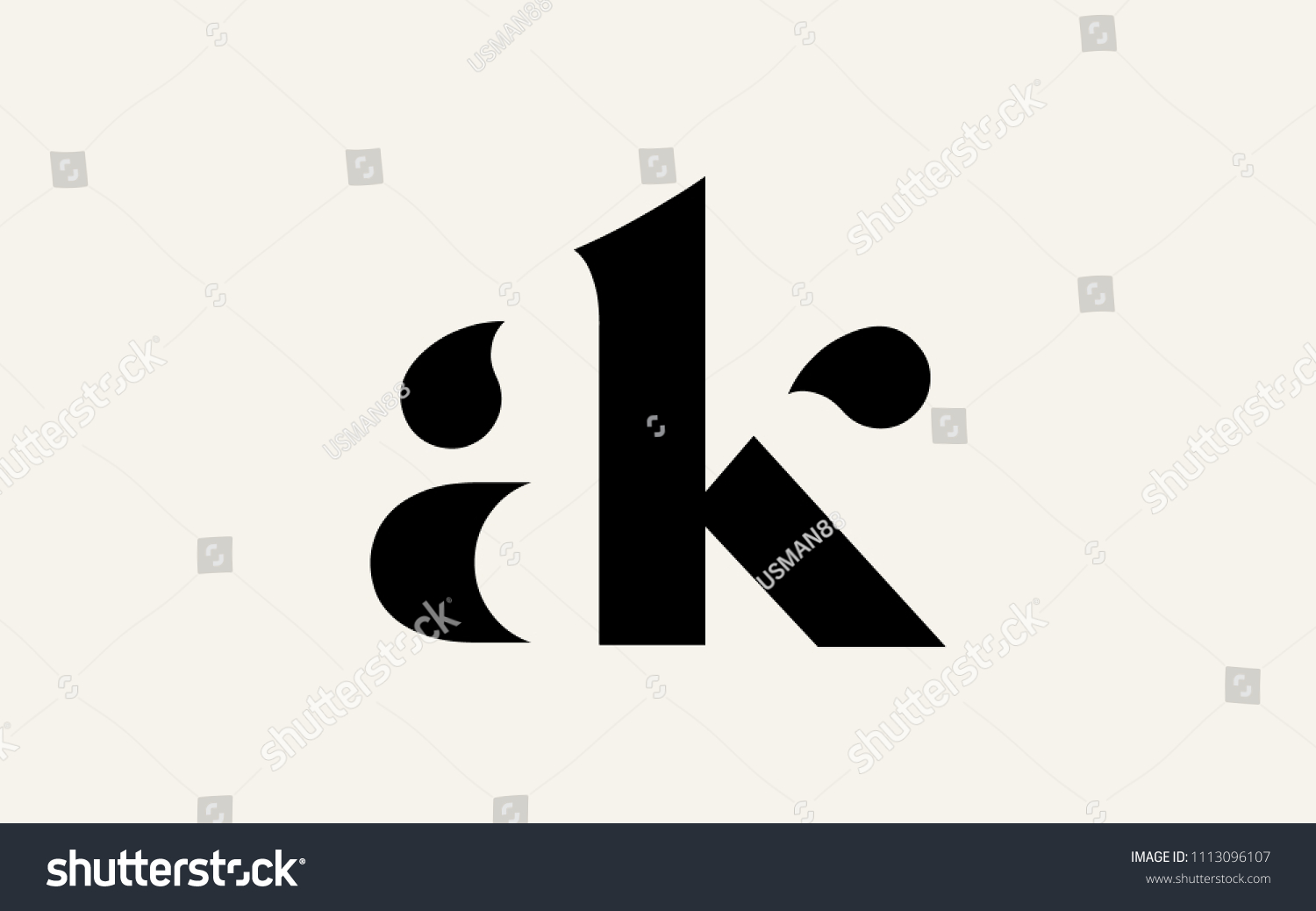 Ak Ka K Lowercase Letter Initial Stock Vector (Royalty Free) 1113096107 ...