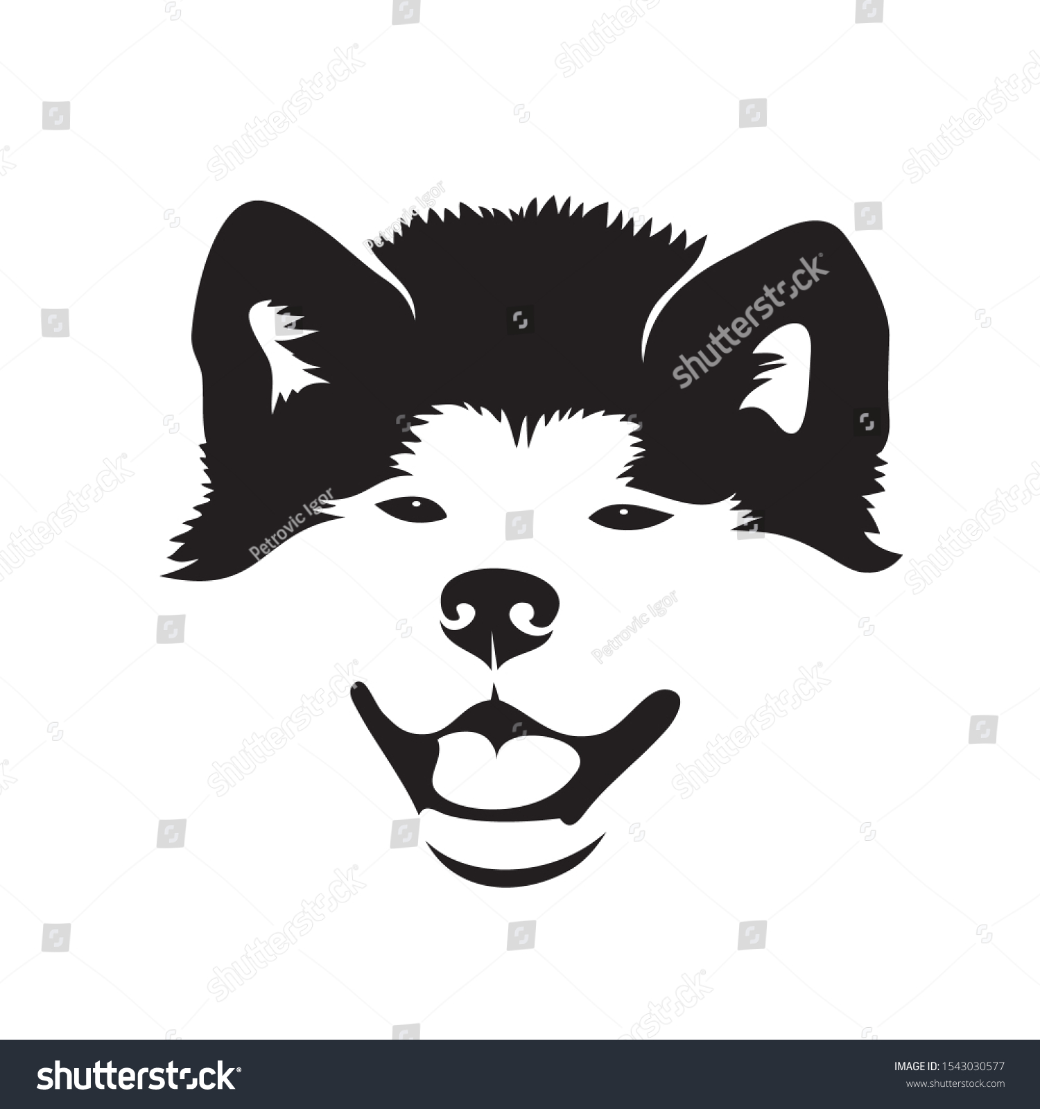 Akita Dog Face Isolated Vector Illustration Stock Vektorgrafik Lizenzfrei