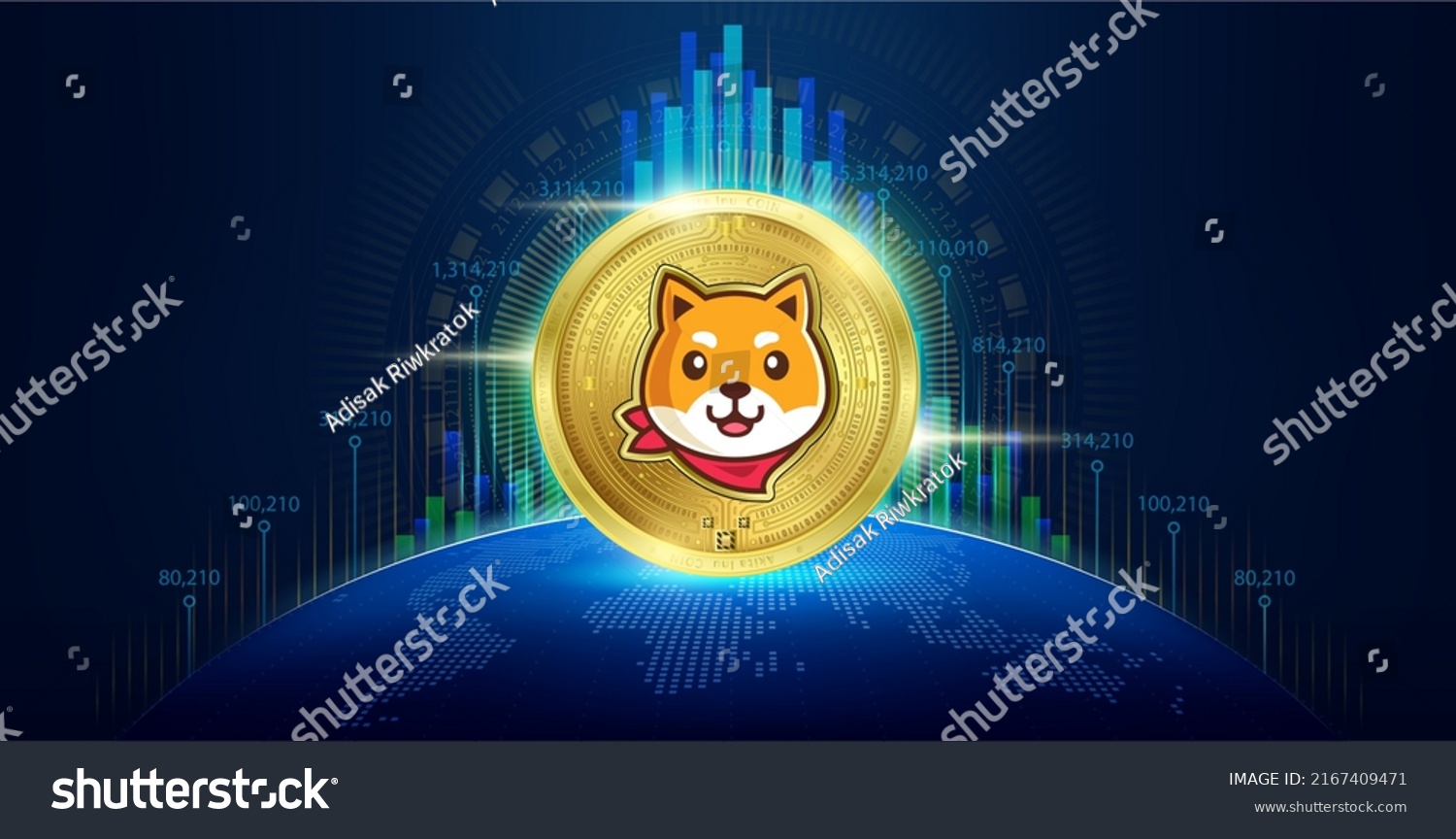 Akita Inu Coin Cryptocurrency Growth Chart Stock Vector (Royalty Free