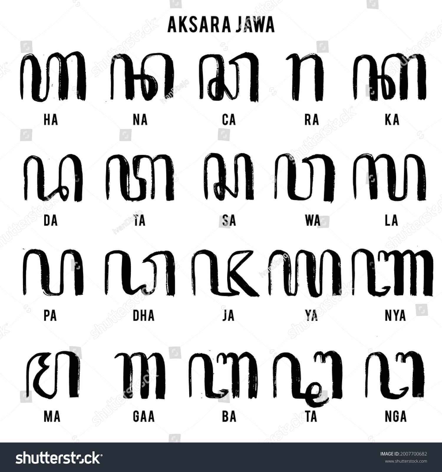SVG of Aksara jawa. Javanese traditional letter vector. Hand writing style javanese lettering. Hanacaraka svg