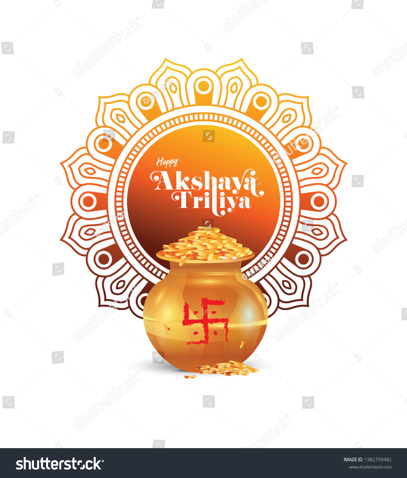 Akshaya Tritiya Festive Background Round Floral Stock Vector (Royalty ...