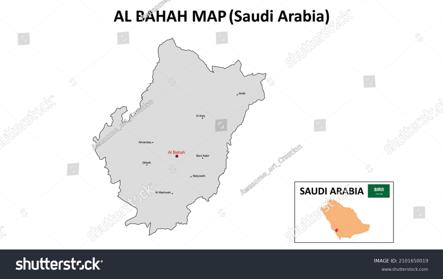 Al Bahah Map Al Bahah Map Stock Vector Royalty Free Shutterstock