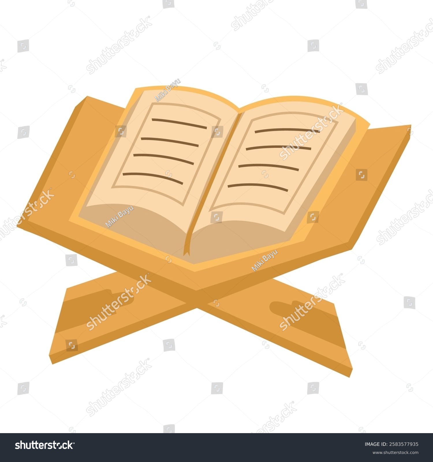 open book on wooden stand, cartoon style clip art preview