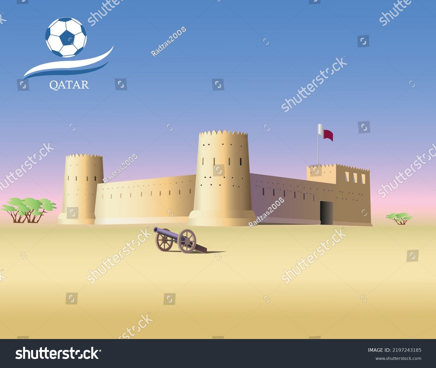 SVG of Al Zubara (Az Zubarah) Fort in Qatar. Vector illustration svg