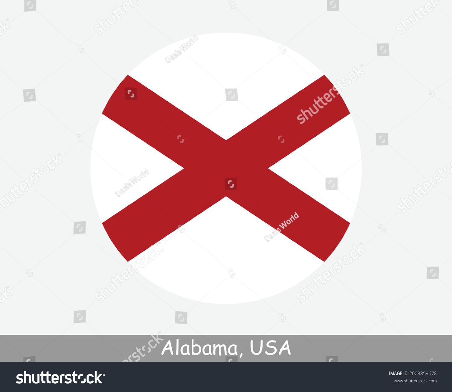 SVG of Alabama Round Circle Flag. AL USA State Circular Button Banner Icon. Alabama United States of America State Flag. EPS Vector svg