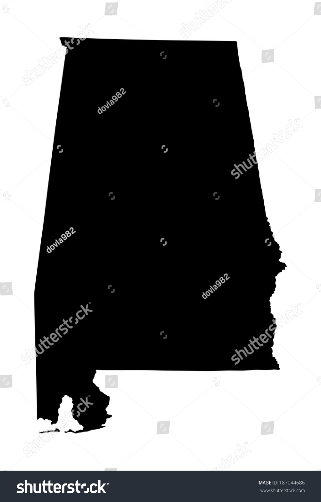 Alabama Vector Map Isolated On White Stock Vector 187044686 - Shutterstock