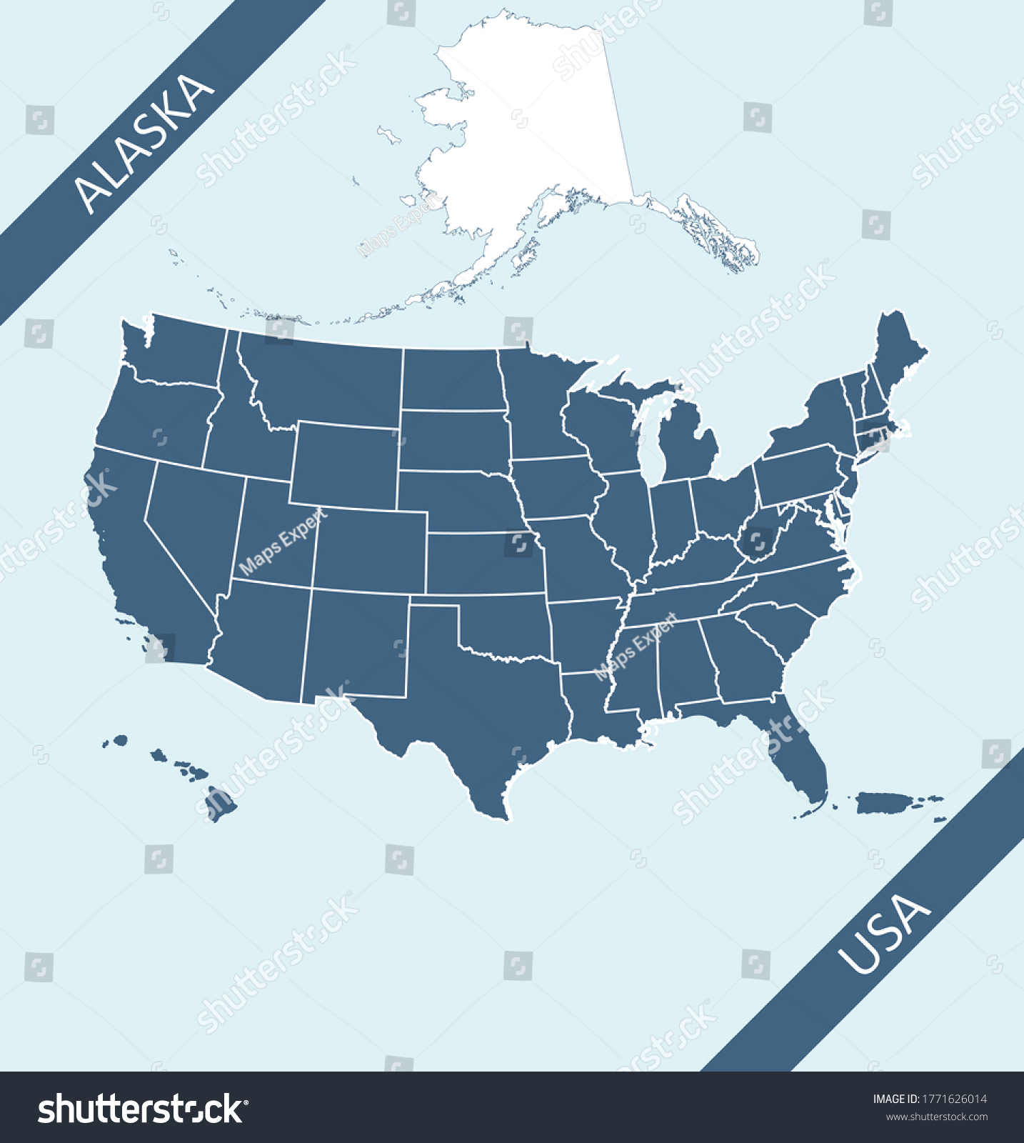 Alaska Highlighted On Usa Map Stock Vector Royalty Free 1771626014 Stock Vector Alaska Highlighted On Usa Map 1771626014