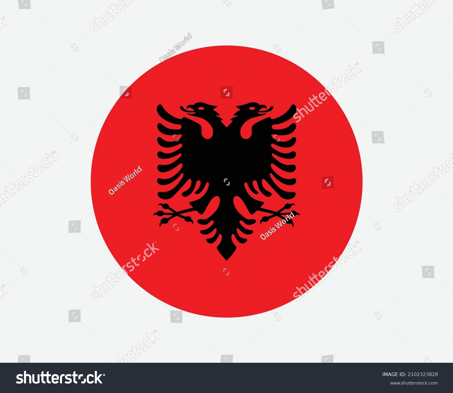 SVG of Albania Round Country Flag. Circular Albanian National Flag. Republic of Albania Circle Shape Button Banner. EPS Vector Illustration. svg