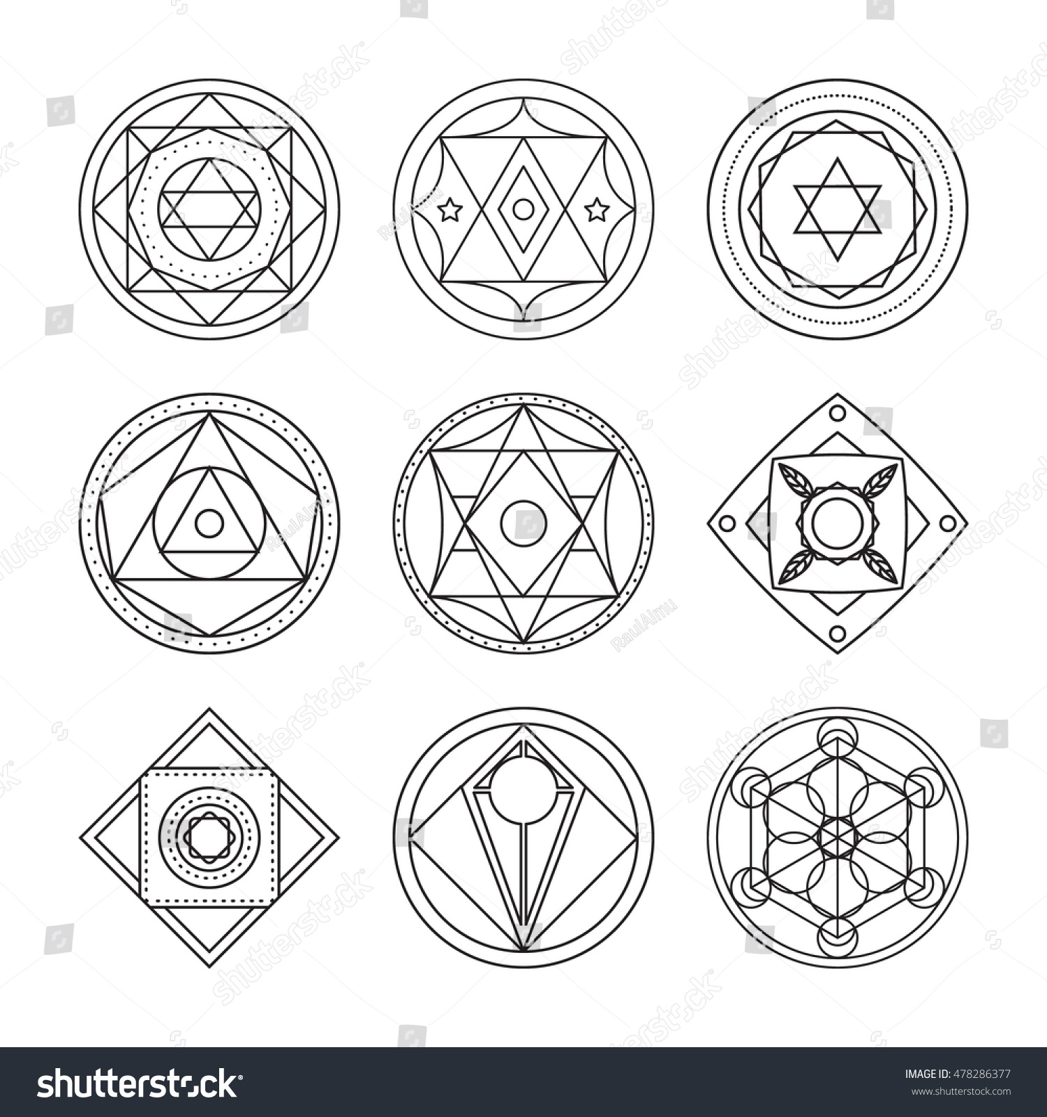 Alchemical Round Set Black Symbols White Stock Vector (Royalty Free ...