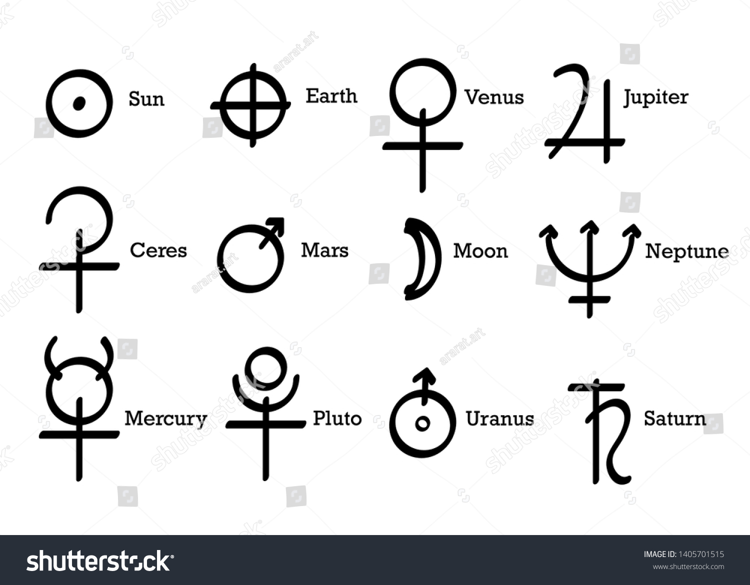 Alchemical Symbols Icons Set Alchemy Elements Stock Vector (Royalty ...