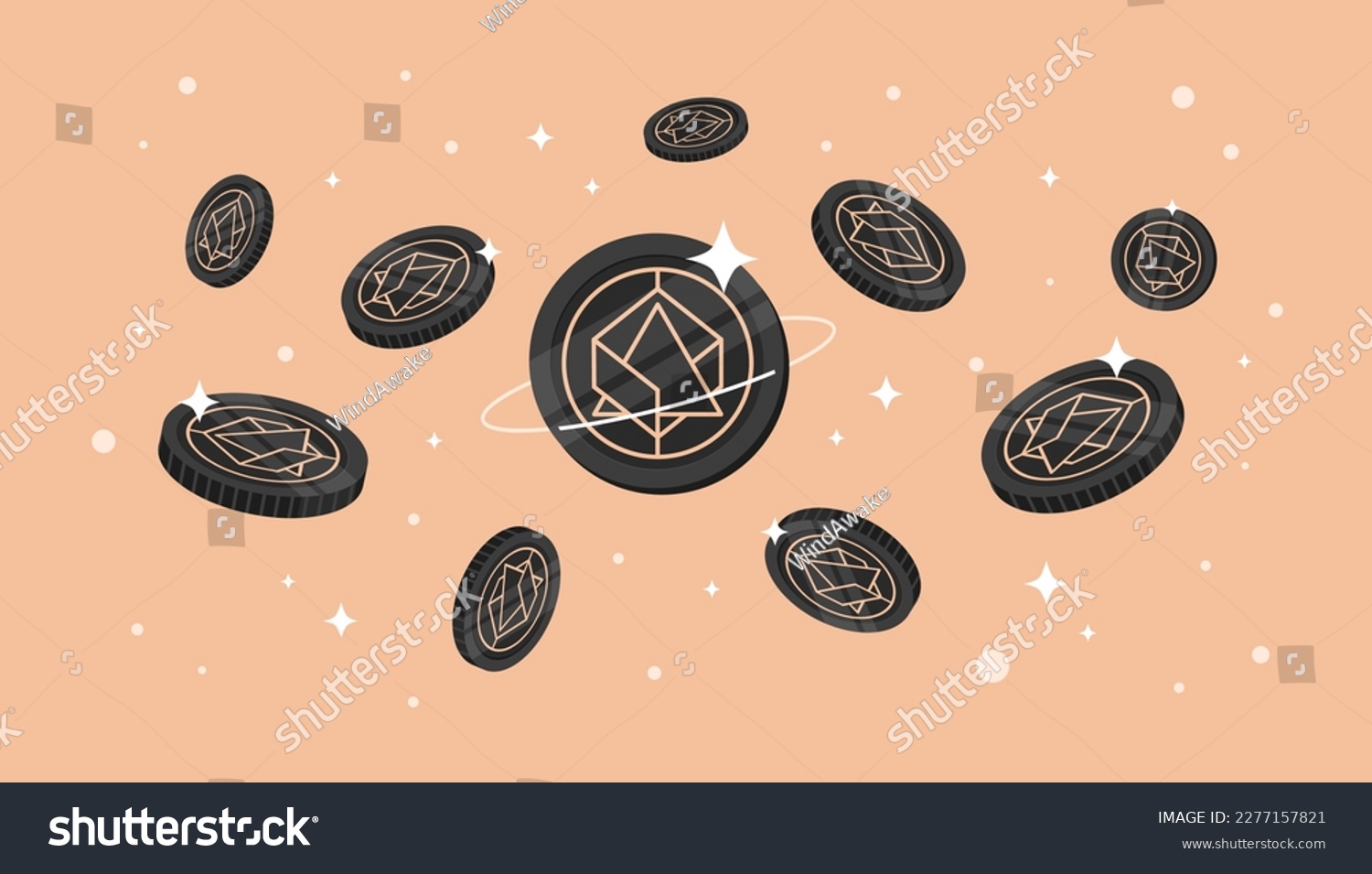 SVG of Alchemix coins falling from the sky. ALCX cryptocurrency concept banner background. svg