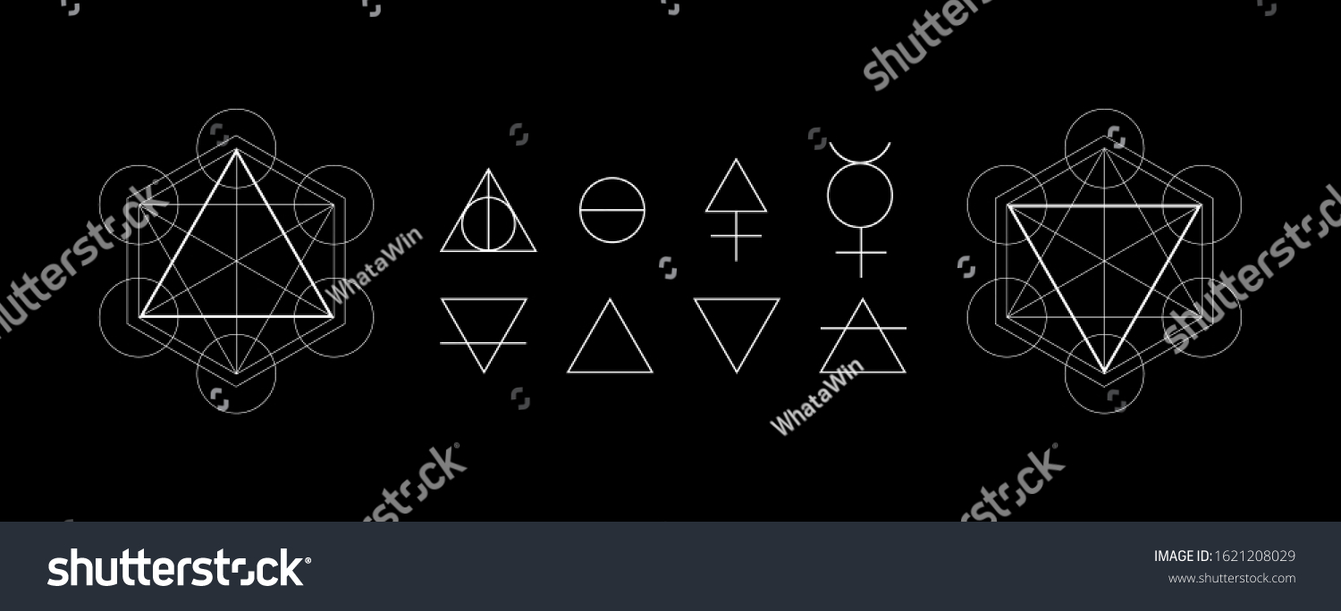 Alchemy Symbols Isolated On Dark Background Stock Vector (Royalty Free