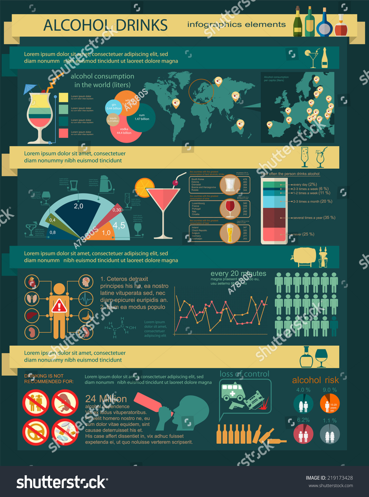 Alcohol Drinks Infographic. Vector Illustration - 219173428 : Shutterstock