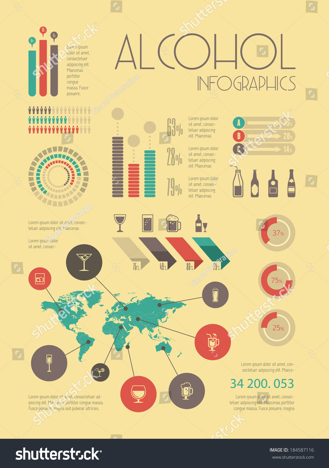 Alcohol Infographic Template. Stock Vector 184587116 : Shutterstock