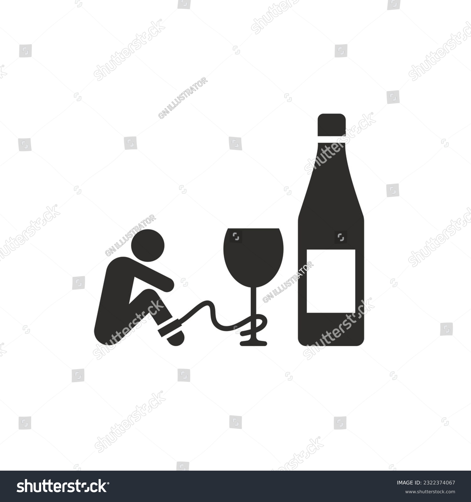 SVG of alcoholic with bottle icon, alcohol addiction, drinking human, vector illustration svg