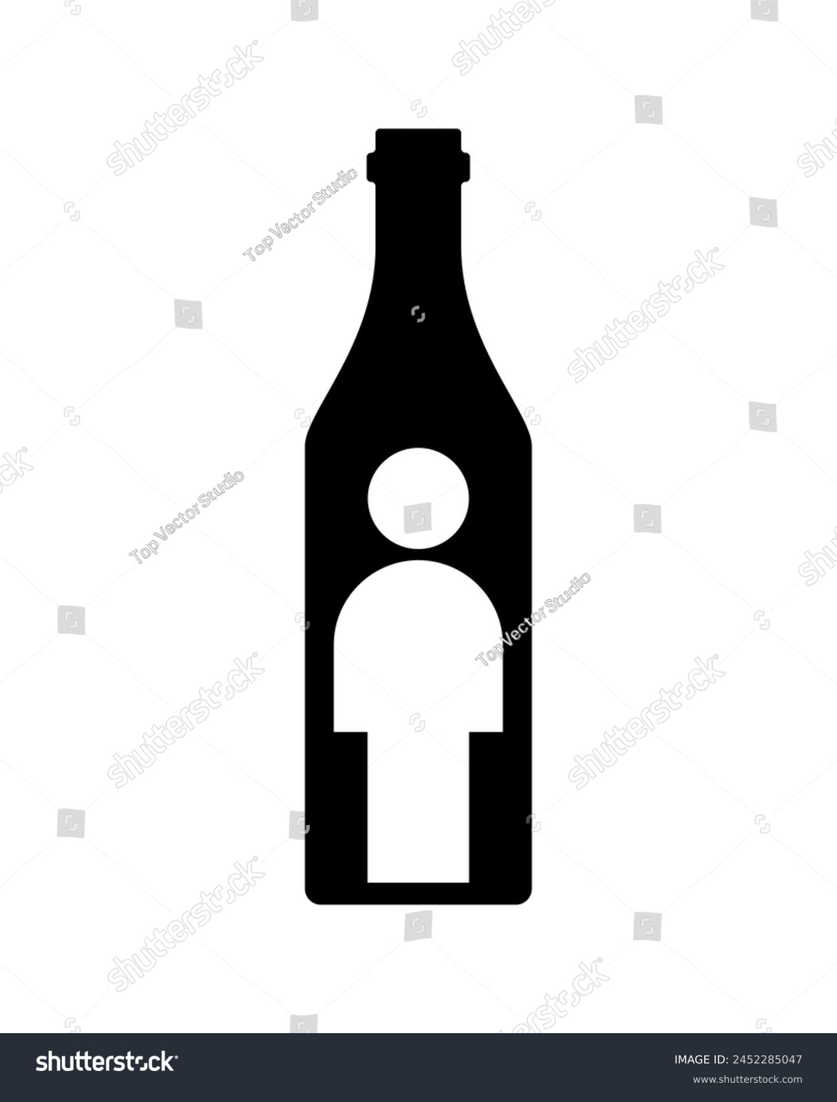 SVG of Alcoholism sign. Man and alcohol bottle icon. Concept illustration of logo Human and wine. Incurable disease   svg