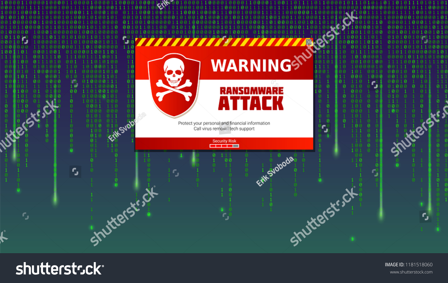 Alert Message Virus Detected Ransomware Attack Stock Vector Royalty Free