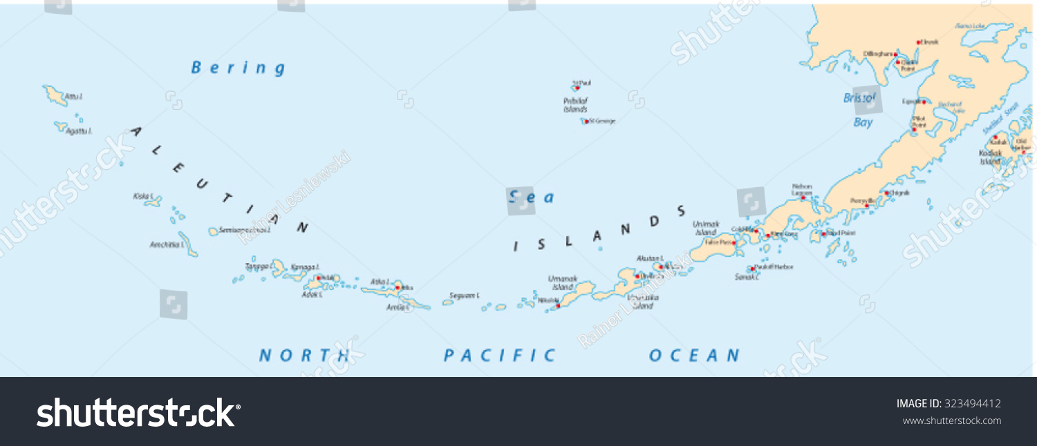 Aleutian Islands Map Stock Vector 323494412 - Shutterstock