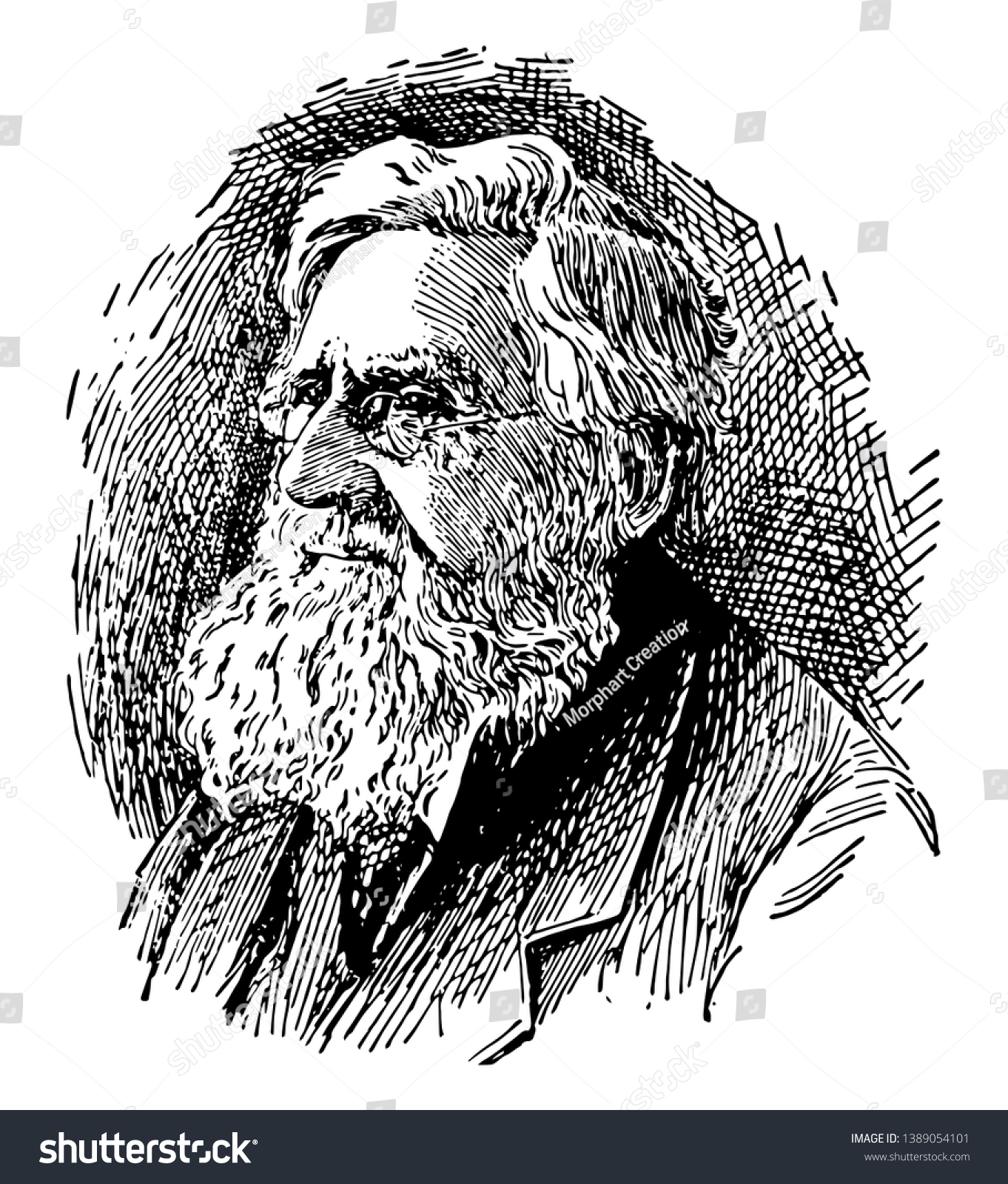 アルフレッド ラッセル ウォレス 13年 1913年 イギリスの博物学者 探検家 地理学者 人類学者 生物学者 ビンテージ線画や彫刻イラスト のベクター画像素材 ロイヤリティフリー