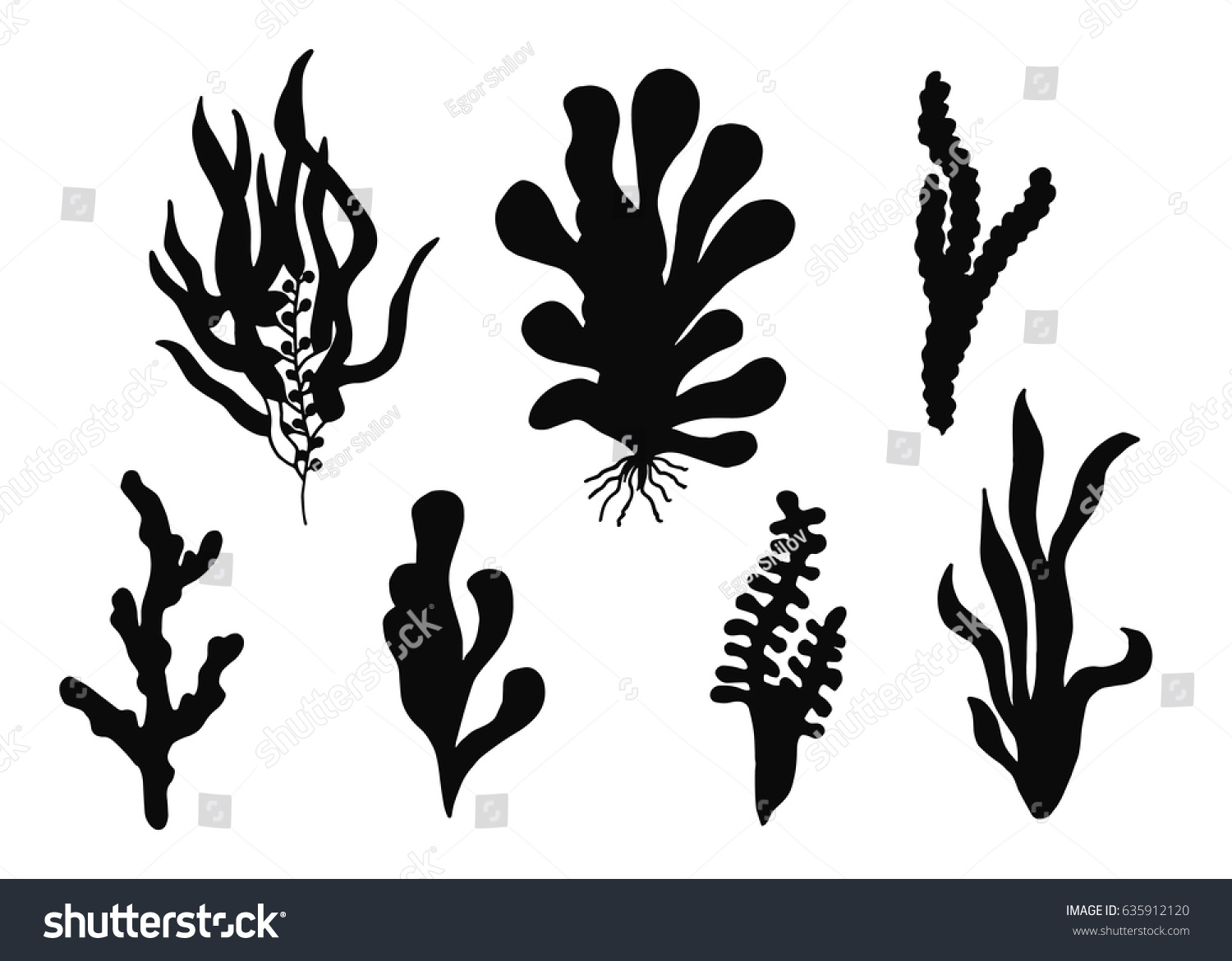 Alga Silhouette Stock Vector (Royalty Free) 635912120 | Shutterstock