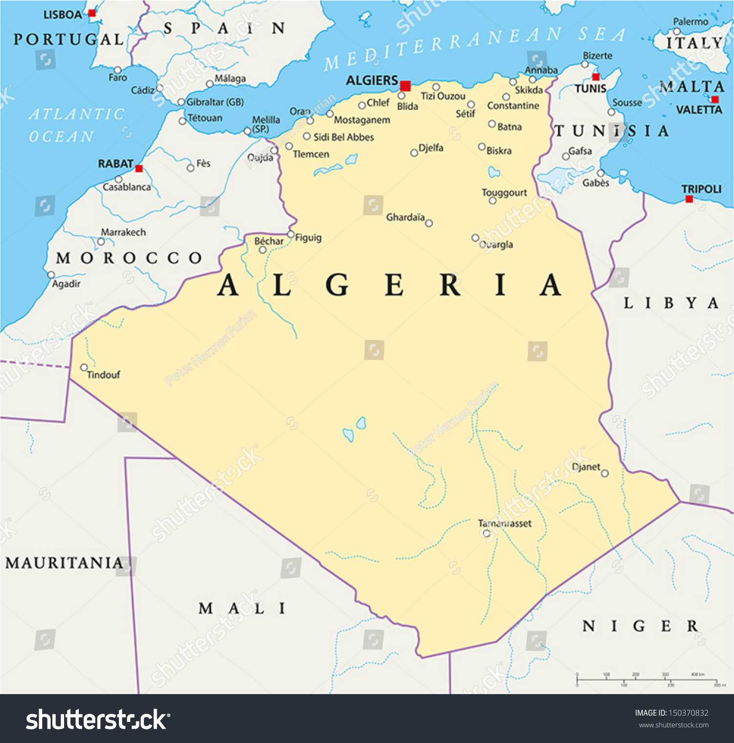 Algeria Political Map Political Map Algeria Stock Vector 150370832 ...