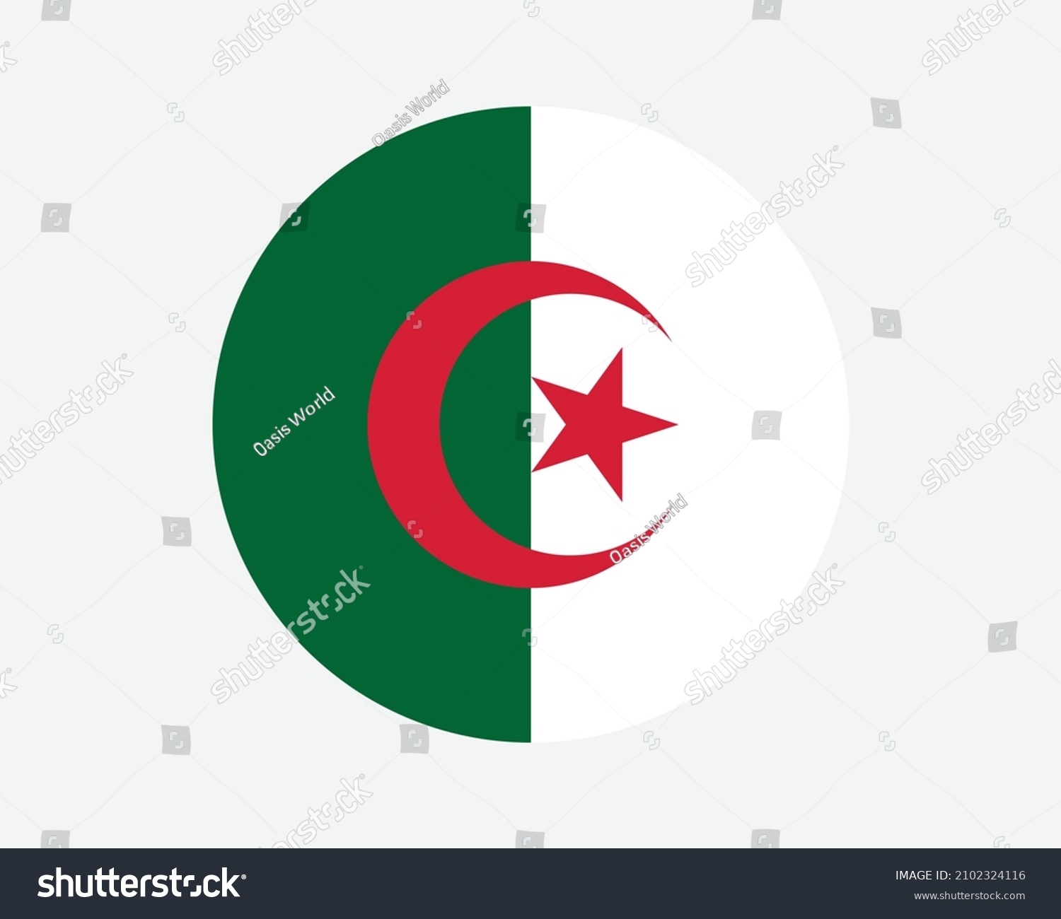 SVG of Algeria Round Country Flag. Circular Algerian National Flag. People's Democratic Republic of Algeria Circle Shape Button Banner. EPS Vector Illustration. svg