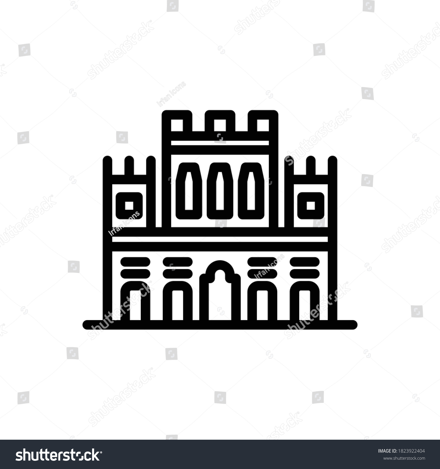 Alhambra Landmarks Monuments Icon Outline Vector Stock Vector (royalty 