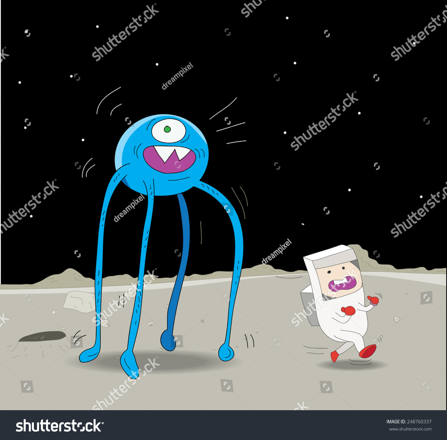 Alien Chasing Astronaut Stock Vector Royalty Free 248760337 