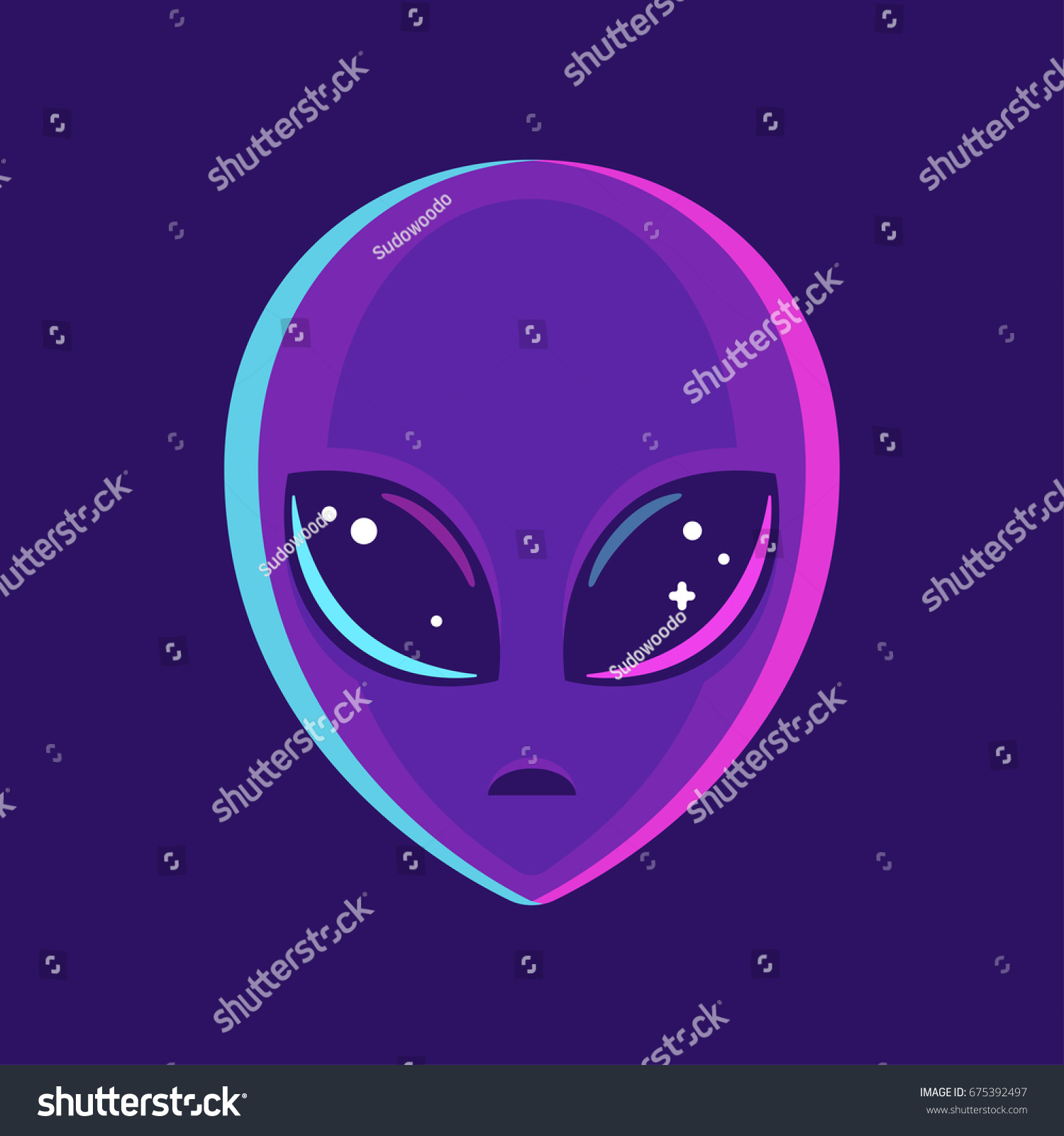 Alien Face Large Eyes Extraterrestrial Humanoid Stock Vector Royalty Free 675392497 