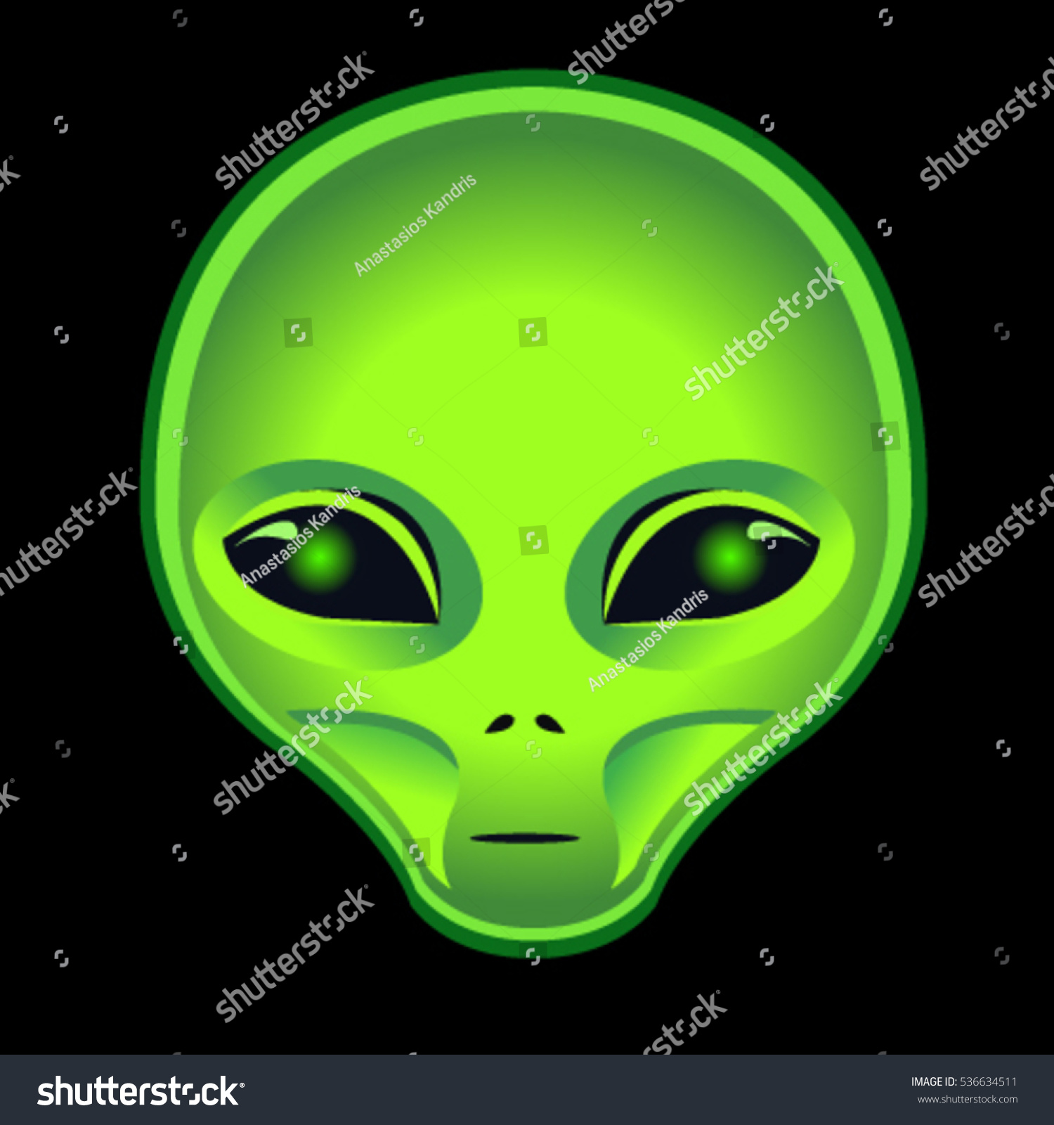 Alien Green Head On Black Background Stock Vector (Royalty Free) 536634511