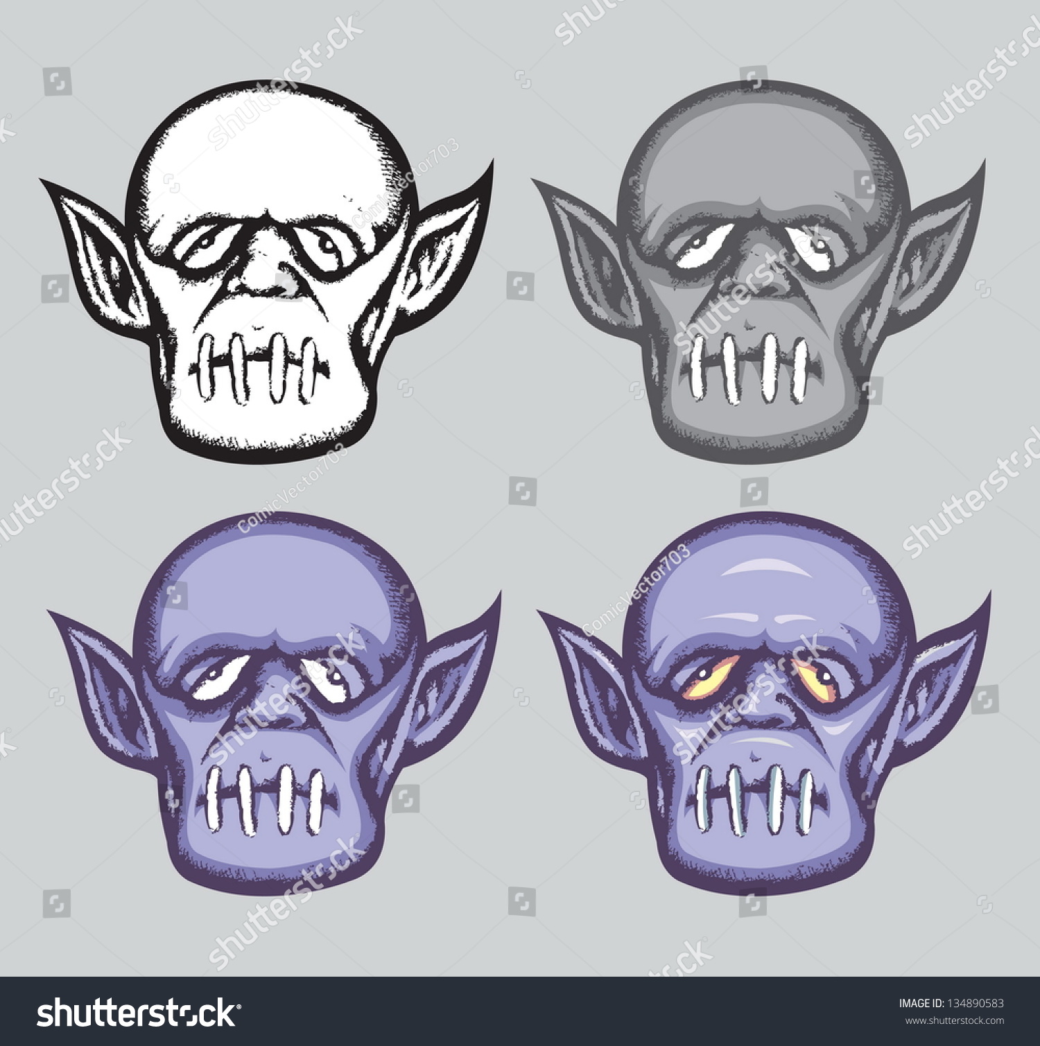 Alien Head Hand Drawn Creature Face Stock Vector Royalty Free 134890583