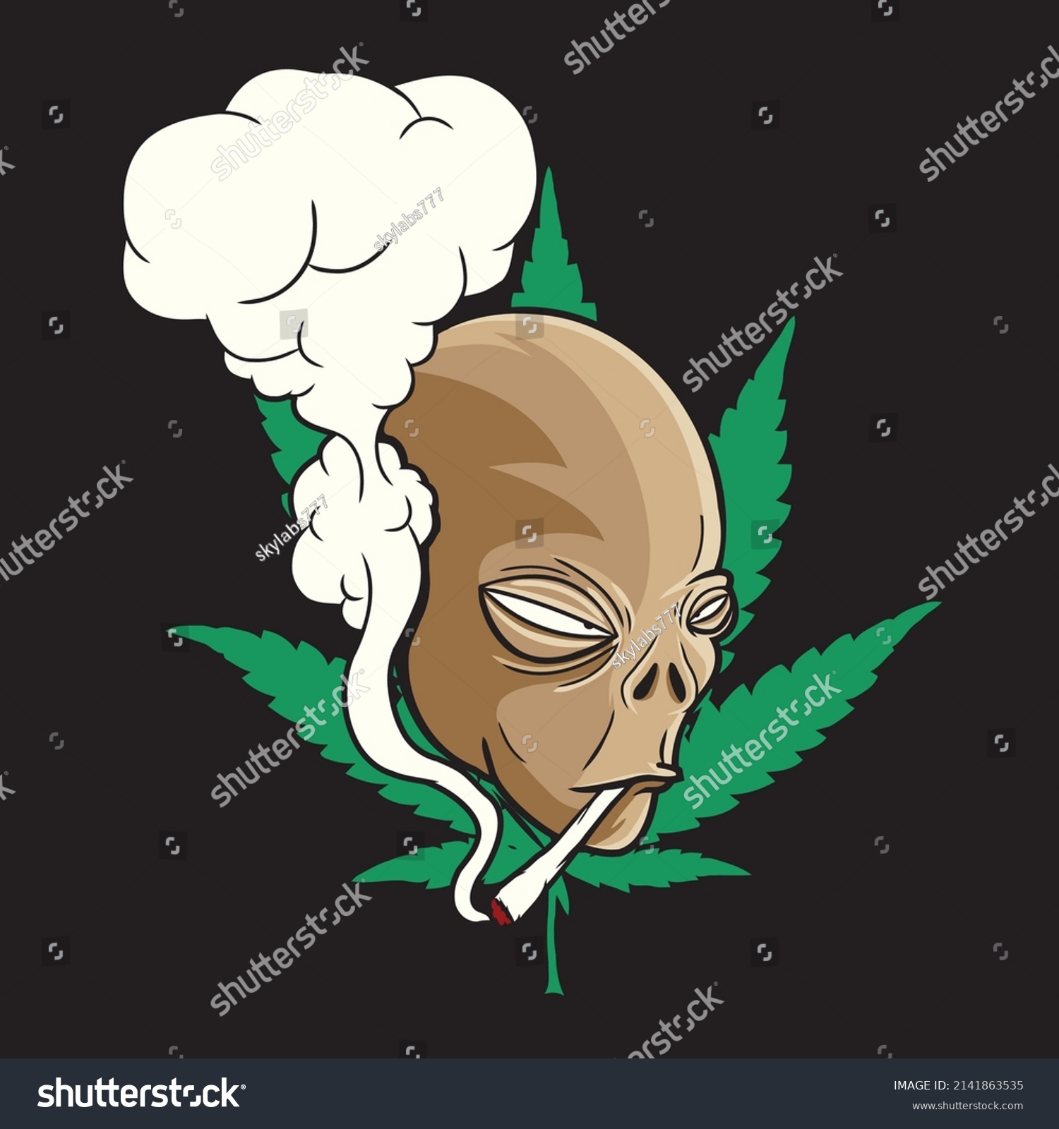 Alien Smoking Weed Cartoon Vector Stock Vector (Royalty Free ...