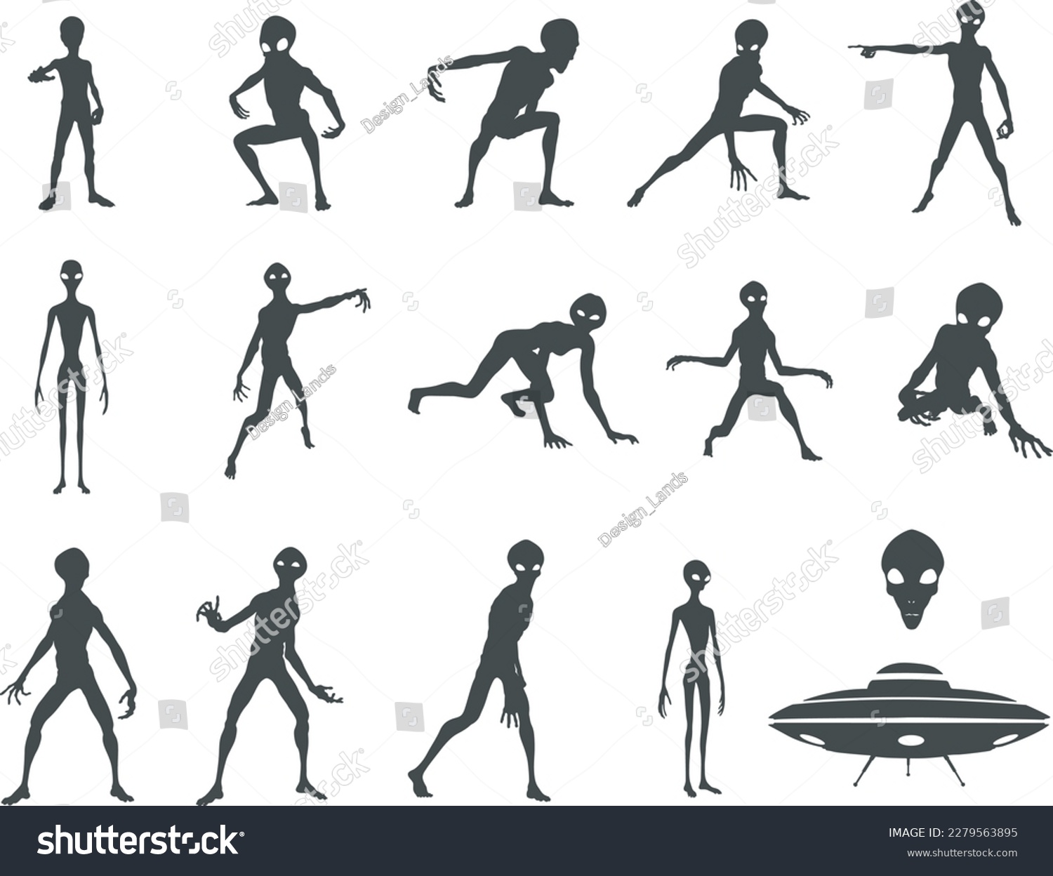 SVG of Alien SVG cut file, Alien silhouette, Alien space silhouette, Alien UFO silhouette svg