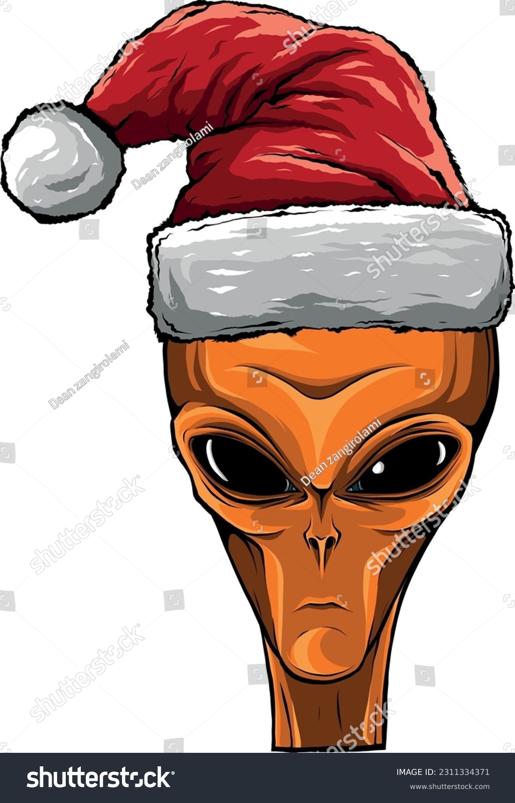 SVG of Alien wearing santa claus hat. Christmas alien face. vector illustration svg