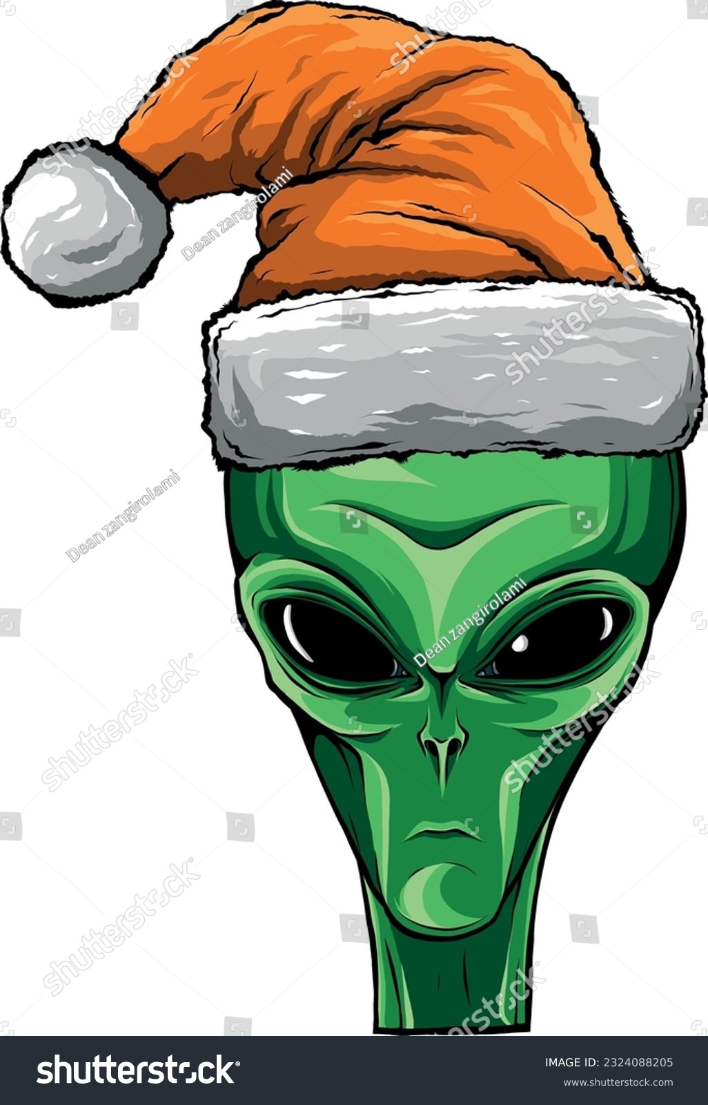 SVG of Alien wearing santa claus hat. Christmas alien face. vector illustration svg