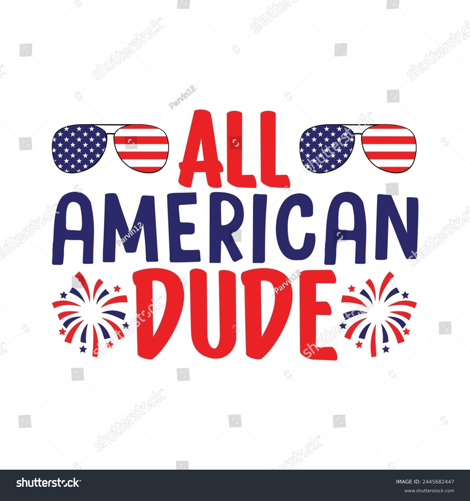 SVG of All American dude fourth july vector design svg