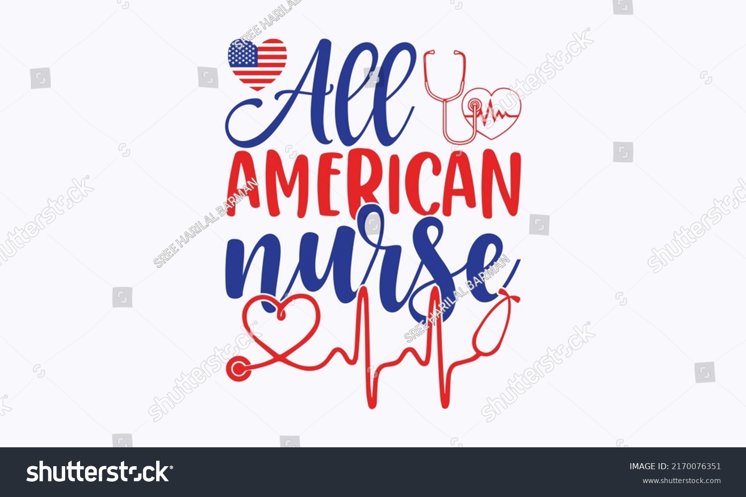 SVG of all american nurse -  4th of July fireworks svg for design shirt and scrapbooking. Good for advertising, poster, announcement, invitation, Templet svg