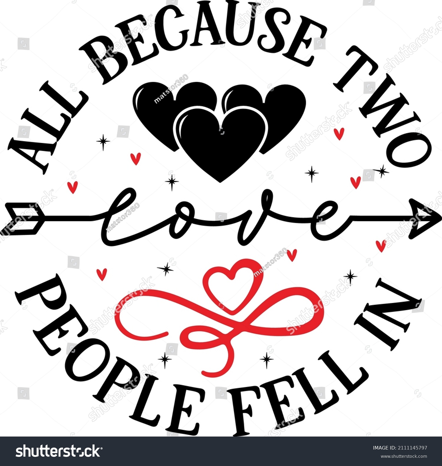 SVG of all because two love round ornament design  svg