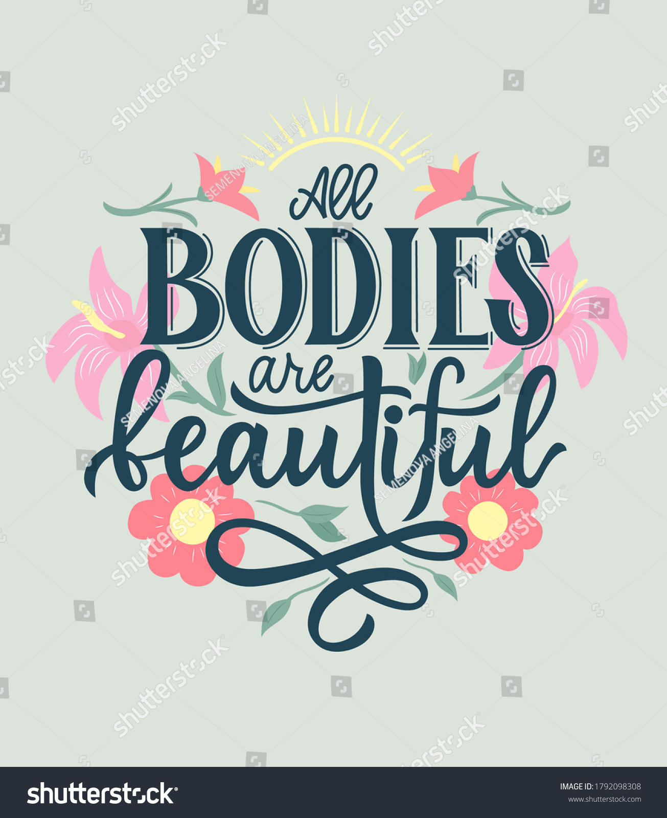All Bodies Beautiful Positive Motivational Quote Vetor Stock Livre De