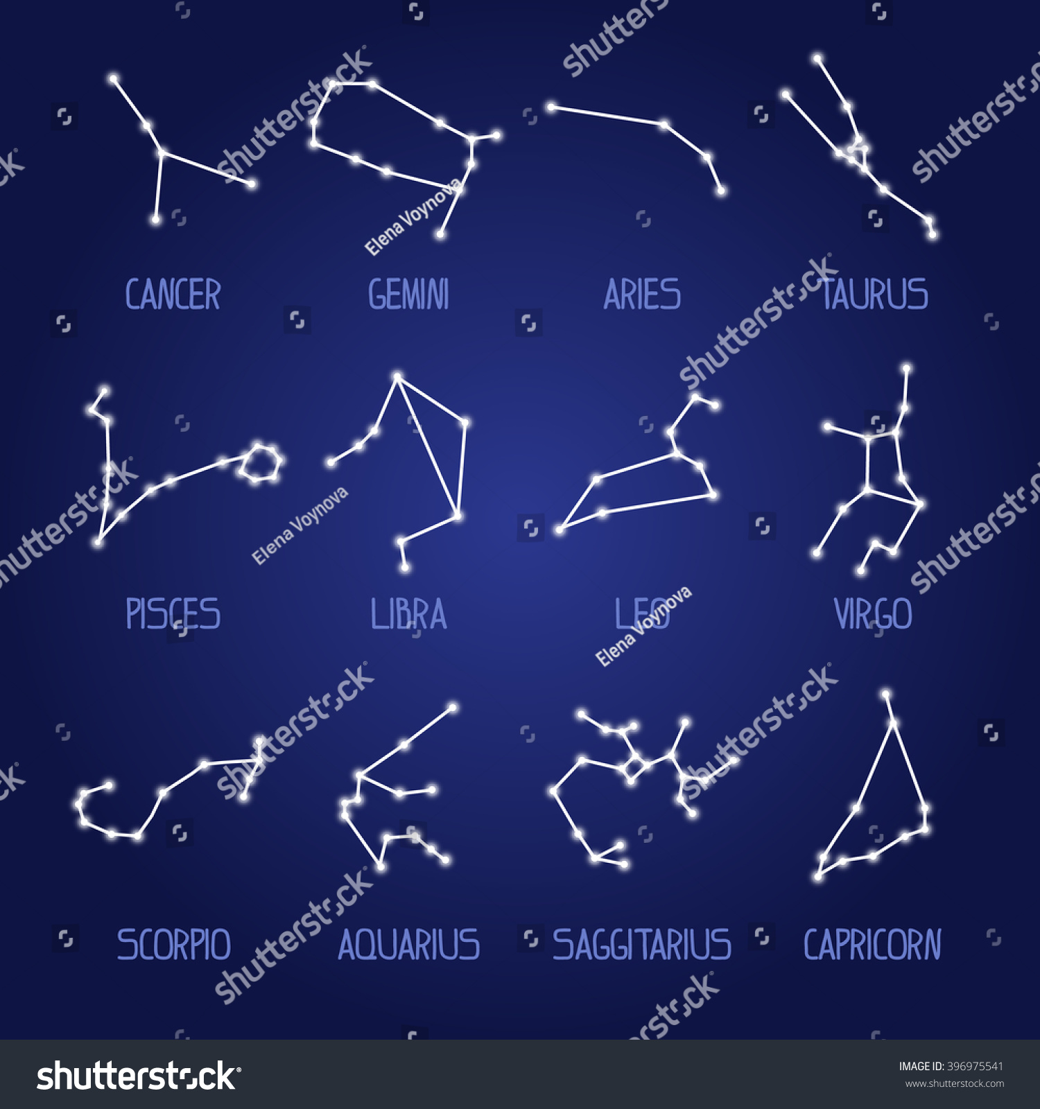 All Constellation Zodiac Signs Stars Horoscope Stock Vector 396975541 ...